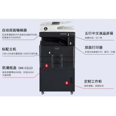 夏普（SHARP）BP-M2522R 复印机 A3黑白激光多功能一体机（标配+第二纸盒+工作台落地）